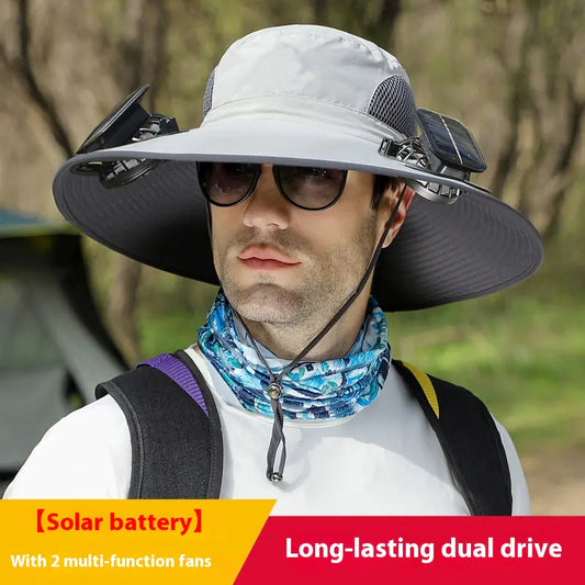 Solar Fan Hat – Rechargeable 🌞🧢 (Dual Fan)